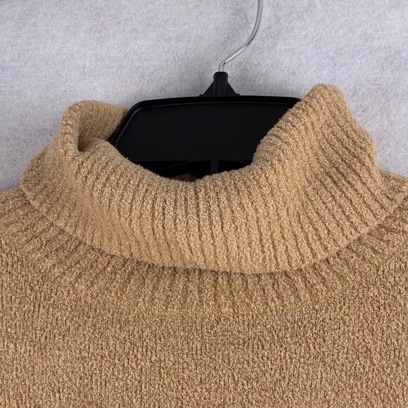 Apt9 Long Sleeve Turtleneck Sweater Womens Large Nylon Metallic Soft Camel Nubby - Picture 7 of 12